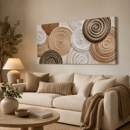 ספירלות אדמה חמות – תמונת קנבס רחבה אבסטרקטית לסלון | VF1603