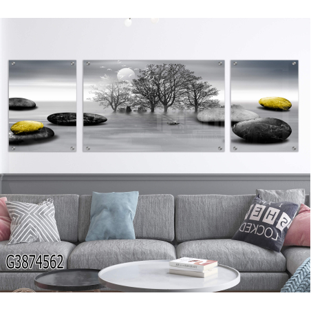 תמונה מחולקת לסלון מודפסת על זכוכית דגם G3874562