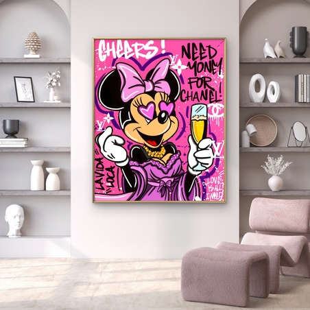 תמונת קנבס של מיני בעיצוב גרפיטי ורוד בסגנון מודרני – תכשיט לבית