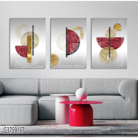 שלישיית תמונות לפינת אוכל או לסלון מודפסות על זכוכית דגם G3759157