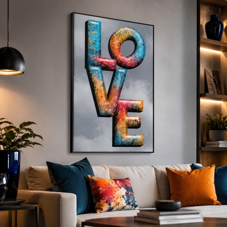 אהבה בתלת־ממד – תמונת קנבס LOVE צבעונית מודרנית | MA3453