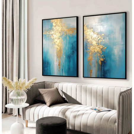 זוג תמונות צבע טורקיז וזהב דגם 300623