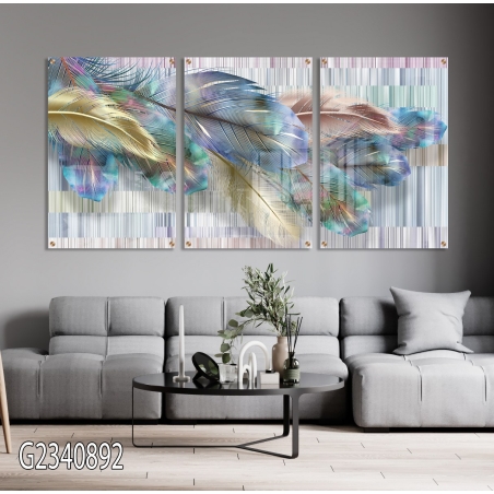 שלישיית תמונות לפינת אוכל או לסלון מודפסות על זכוכית דגם G2340892