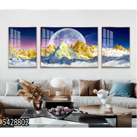 תמונה מחולקת לסלון נוף הררי מוזהב דגם 5428802