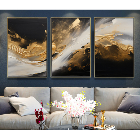 שלשת תמונות על קנבס כותנה בסגנון אבסטרקט 