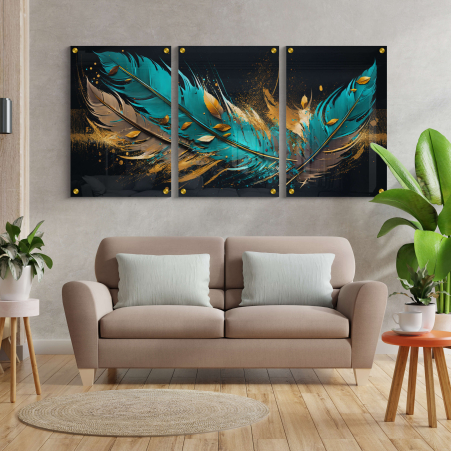 סט תמונות מודרני לסלון על זכוכית בשלושה חלקים דגם 150913