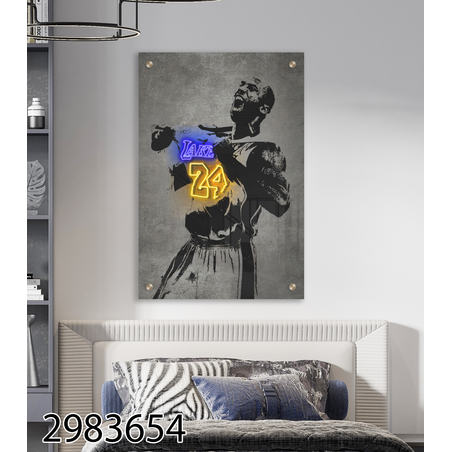 תמונה מעוצבת אומנותית של קובי בראיינט לכל חלל מודפסת על זכוכית דגם 2983654