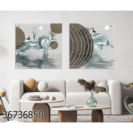 זוג תמונות אבסרקט בהדפסה ישירה על זכוכית דגם 36736850