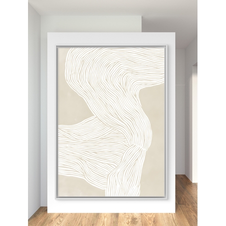 תמונת קנבס מודרנית בגווני שמנת עם קווים לבנים זורמים בעיצוב מינימליסטי מתוך קולקציית NEXTGEN BY BAR מבית תכשיט לבית.