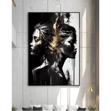 תמונה לסלון או למשרד מודפסת על קנבס כותנה אבסטרקט-מודרני דמויות דגם 230018