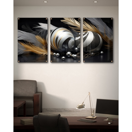 שלישיית תמונות זכוכית לסלון 