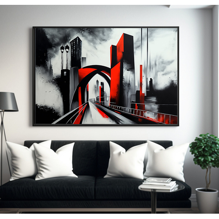 תמונה לסלון או למשרד אבסטרקט אורבני מודפסת על קנבס דגם  - 2901232