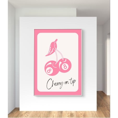 איור ורוד של דובדבנים עם המספר 8 עליהם וכיתוב 'Cherry on Top', מתוך קולקציית NEXTGEN.