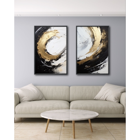 זוג תמונות קנבס לסלון בסגנון אבסטרקט 