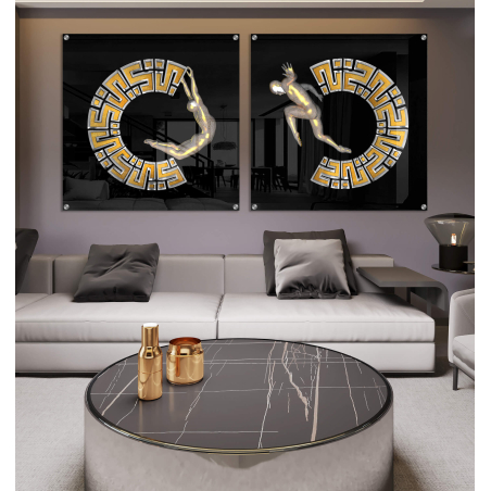 זוג תמונות מקוריות בהדפסה ישירה על זכוכית דגם 14006