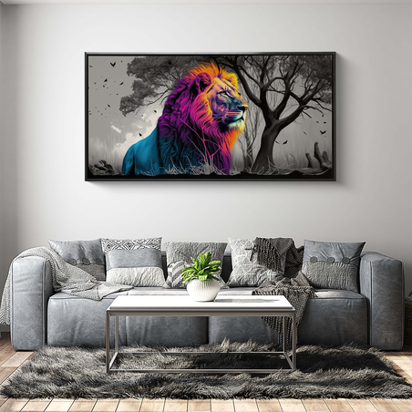 תמונת קנבס של אריה צבעוני מודרני דגם 235944
