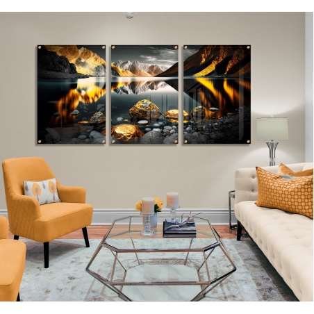 שלישיית תמונות לפינת אוכל או לסלון מודפסות על זכוכית דגם 140225