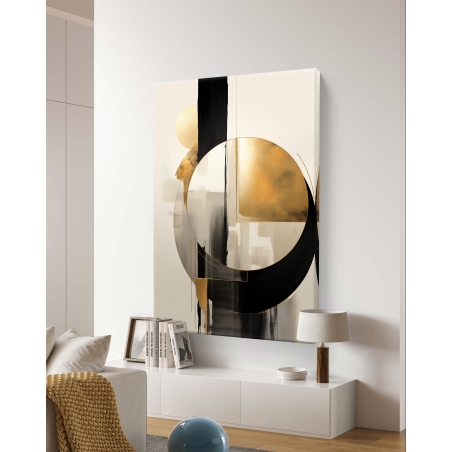 תמונת קנבס גיאומטרי זהב שחור דגם 2111233