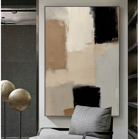תמונה לסלון או למשרד אבסטרקט גוונים של שחור וחום מודפסת על קנבס דגם-270323