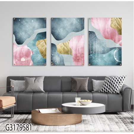 שלישיית תמונות לפינת אוכל או לסלון מודפסות על זכוכית דגם G3179581