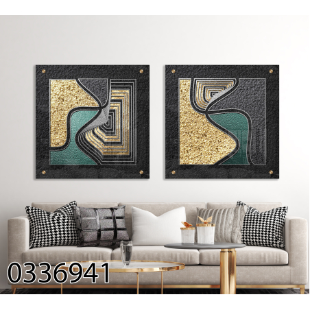זוג תמונות אבסרקט בהדפסה ישירה על זכוכית דגם 0336941