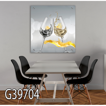 	תמונה מרובעת מודפסת על זכוכית לפינת אוכל\מטבח דגם G39704