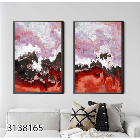 זוג תמונות קנבס כותנה עם טקסטורה מיוחדת ועשירה בסגנון מודרני לסלון או למשרד דגם-3138165