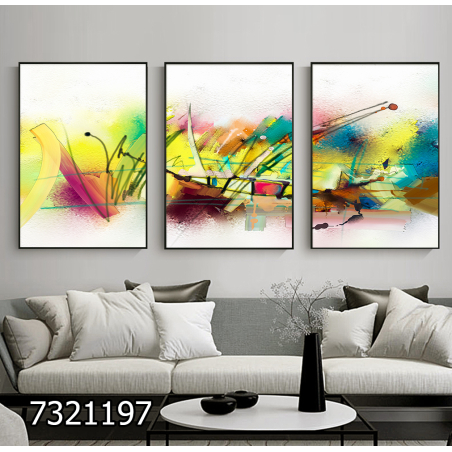 שלשה על קנבס כותנה!! מתוח וממוסגר לסלון או למשרד דגם 7321197