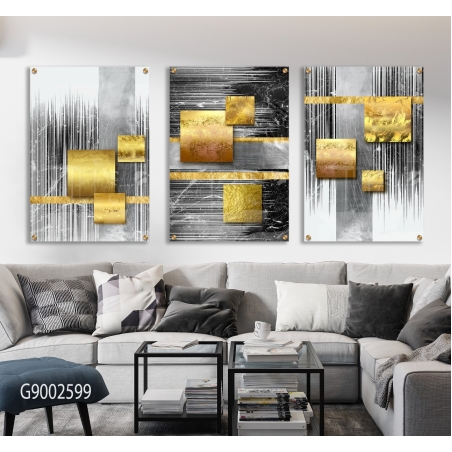 שלישיית תמונות לפינת אוכל או לסלון מודפסות על זכוכית דגם G9002599