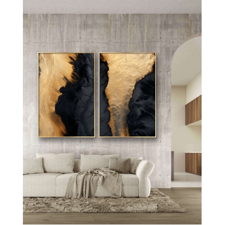 זוג תמונות על קנבס אבסטרקט לסלון למשרד או לפינת אוכל דגם-2409239