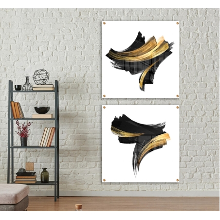 זוג תמונות מיוחדות ללובי או לסלון-תלייה לאורך או לרוחב בהדפסה ישירה על זכוכית דגם 14998280