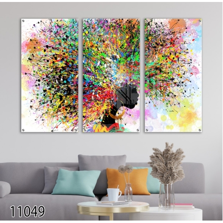 סט שלישייה מקורי מודפס על זכוכית מחוסמת דגם 11409