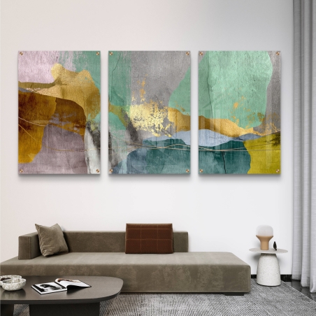 שלישיית תמונות זכוכית לסלון/משרד 