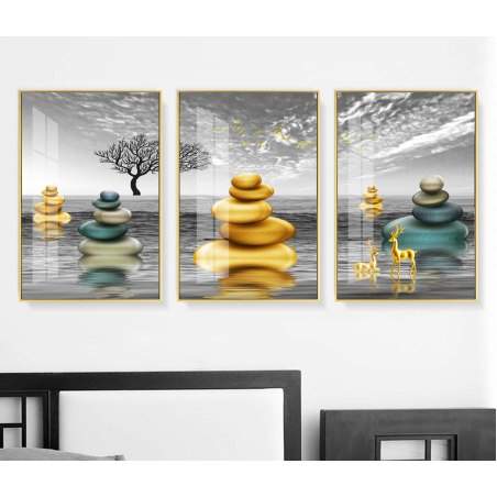 שלשת תמונות על קנבס כותנה בסגנון נורדי 