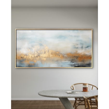 תמונת קנבס ממוסגרת אבסטרקט זהב רגוע דגם 811231 בד כותנה מקצועי