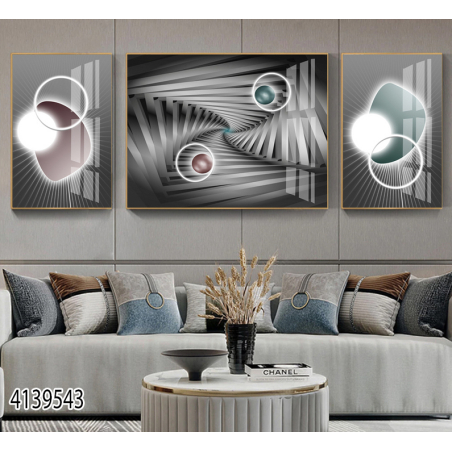 תמונת תלת מימד מחולקת לסלון על קנבס עם אפשרות לחיפוי זכוכית דגם 4139543