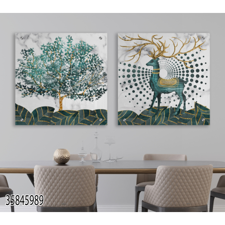 זוג תמונות אבסטרקט תלת מימד בהדפסה ישירה על זכוכית דגם 35845989