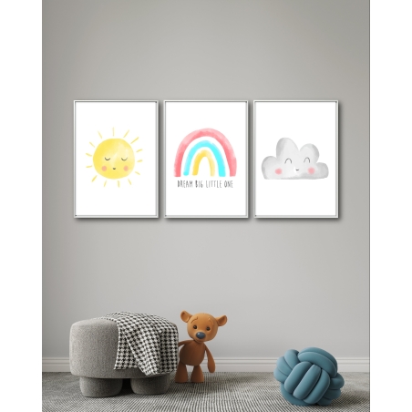 שלשה על קנבס כותנה צבעונית לחדר ילדים 