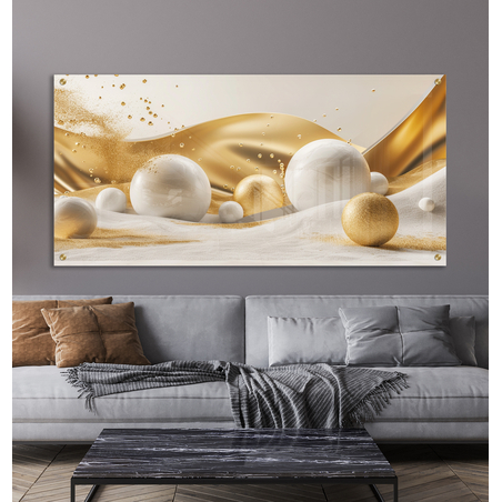 תמונת זכוכית לסלון בסגנון גאומטרי 