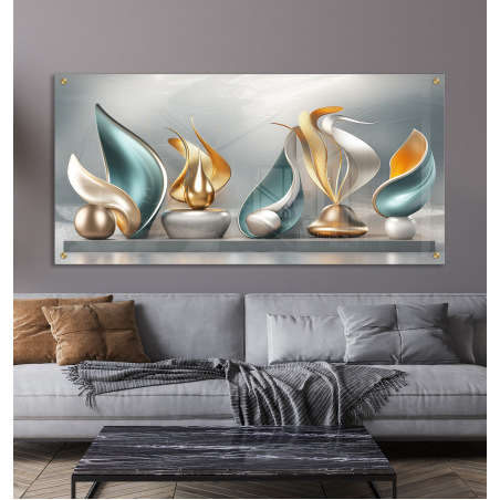 תמונת זכוכית לסלון בסגנון גאומטרי 