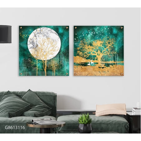 זוג תמונות מרובעות בהדפסה ישירה על זכוכית דגם G8613116