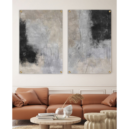 זוג תמונות לסלון לחדר השינה או לסלון על קנבס או זכוכית דגם-3985762