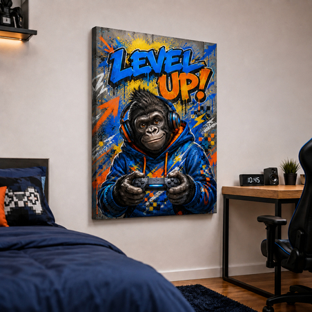 תמונת קנבס גיימינג גורילה Level Up | דגם KD222