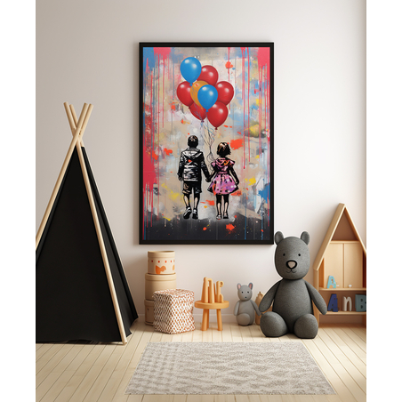 תמונה מקורית לחדר ילדים גרפיטי בלונים דגם 408238