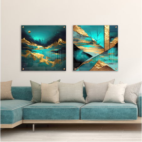 זוג תמונות מרובעות בהדפסה ישירה על זכוכית דגם 230035