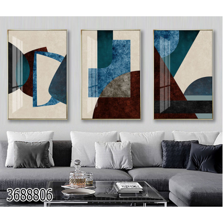 שלשה על קנבס מתוח וממוסגר לסלון או למשרד דגם 3688806