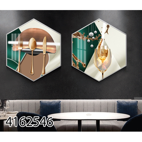 זוג תמונות משושה למטבח או לפינת אוכל דגם 4162546