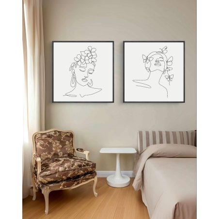 זוג תמונות מרובעות בסגנון קו אחד 