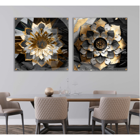 זוג תמונות מרובעות בהדפסה ישירה על זכוכית דגם 230226