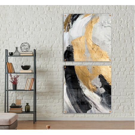 זוג תמונות מיוחדות ללובי או לסלון-תלייה לאורך או לרוחב בהדפסה ישירה על זכוכית דגם 19858315